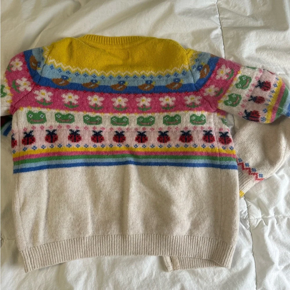 Mini Boden Yellow Knit Cardigan with Multicolor Accents - Picture 5 of 5